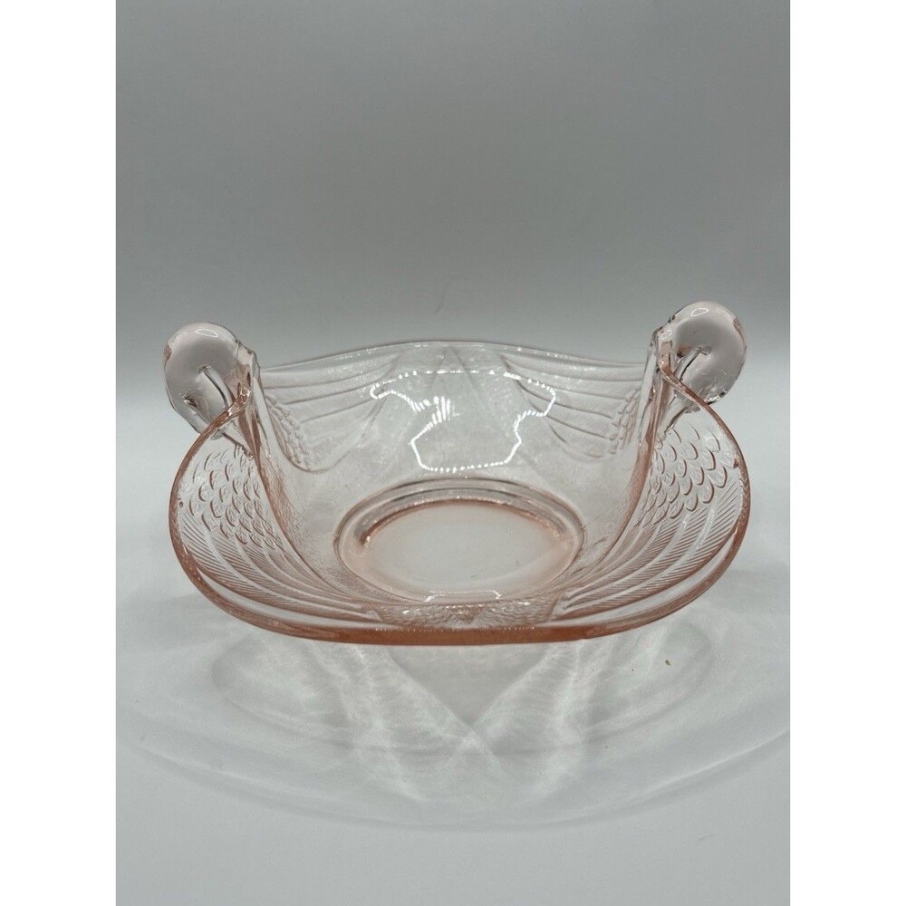 Fenton Pink Depression Glass Double Swan Console Bowl VTG Excellent Condition